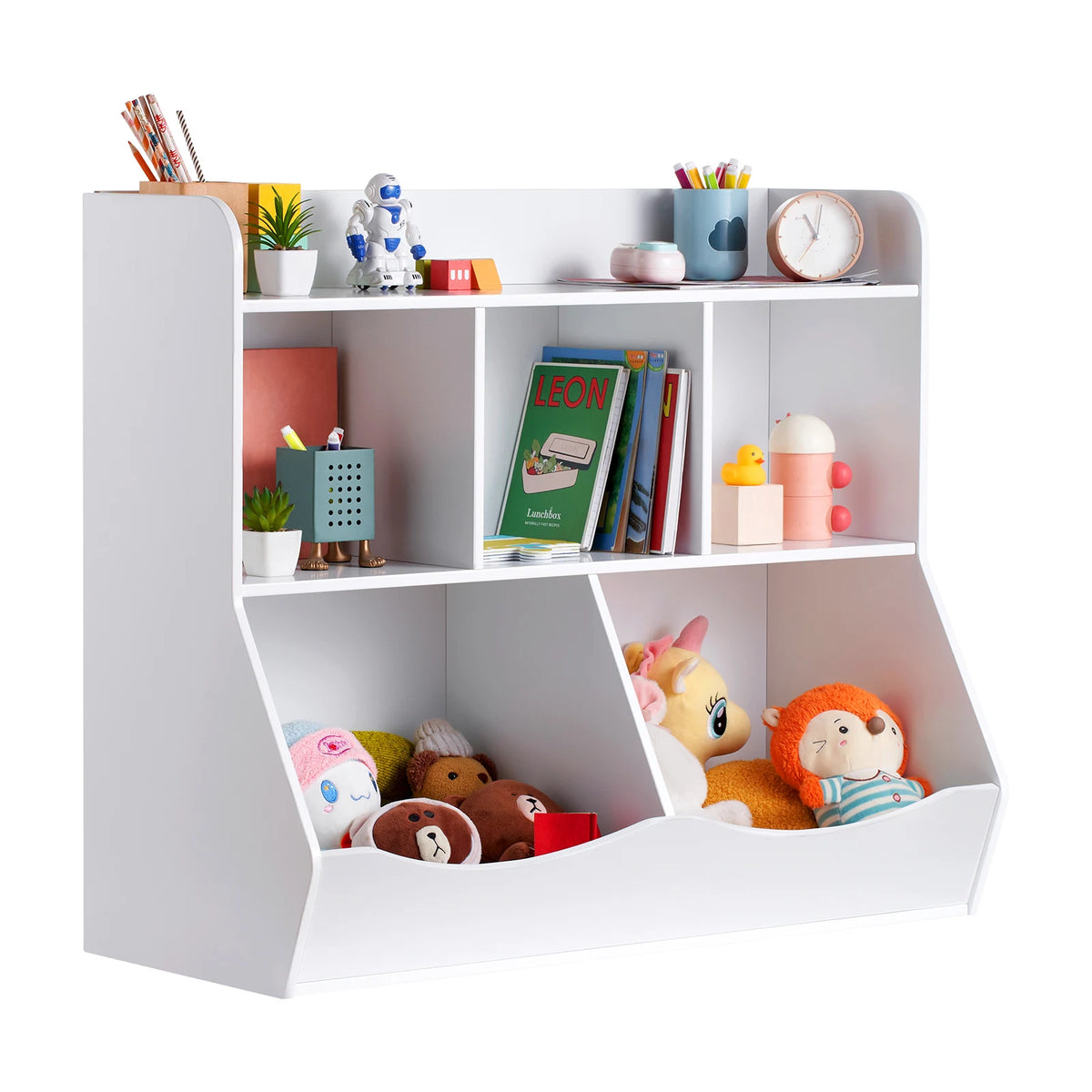 VEVOR Kid Storage Cubby Toy Storage Organizer with Bookshelf Children Book Toy Shelf for Kids Room Playroom Kindergarten