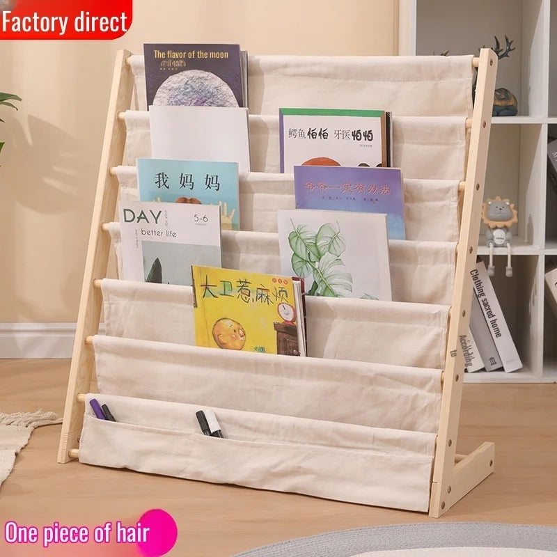 Household Solid Wood Floor To Ceiling Bookshelf Removable Multi-Layer Storage Bookshelf Children'S Picture Book Storage Rack