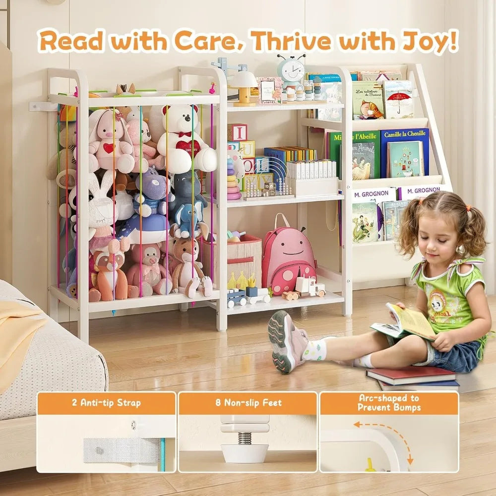 Kids Bookshelf and Toy Storage 3 Tier Book Shelf for Nursery with Stuffed Animal Storage Montessori Bookcase for Kids Room
