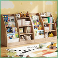 4-Tier Kids Bookshelf Set of 2, Wood Bookcase, Sling Storage for Toys & Books, Nursery Organizer